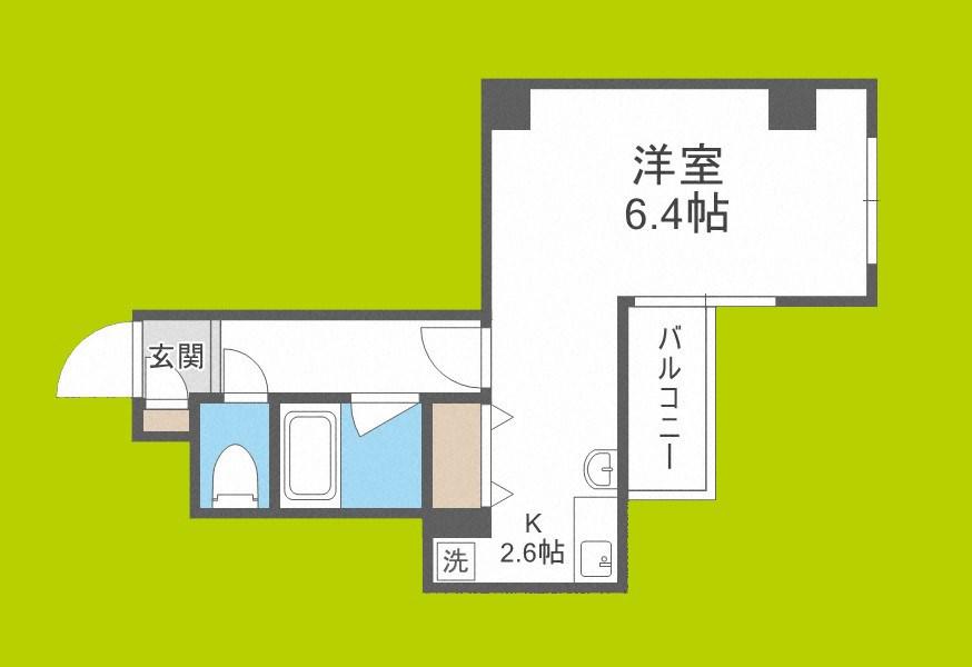 プレミアム新町III(1K/4階)の間取り写真