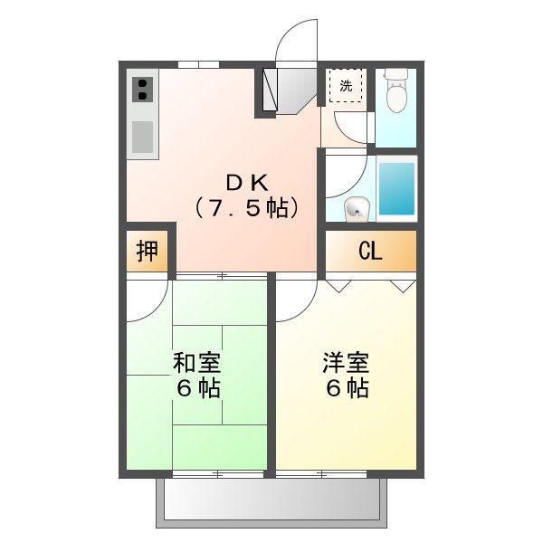 コーポKANAMARU(2DK/2階)の間取り写真