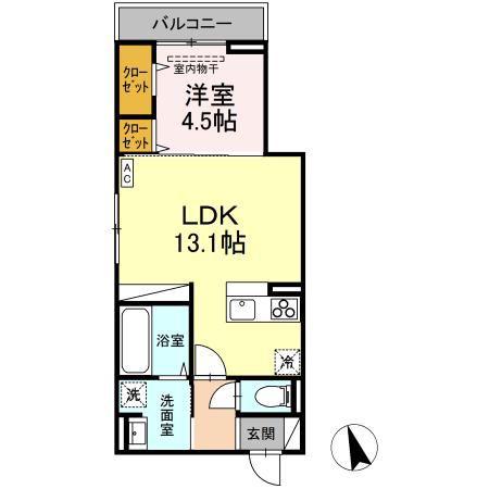 LUXE GRACIA 成田町(1LDK/2階)の間取り写真