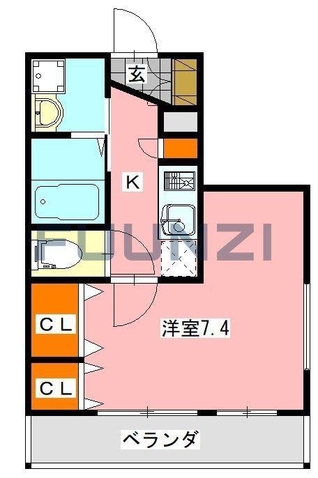 R-SEVEN(1K/2階)の間取り写真