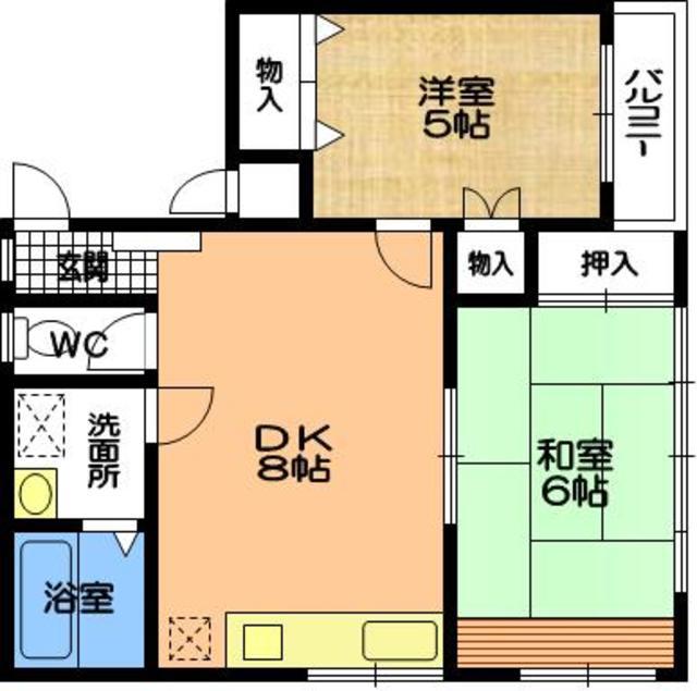 吉原第2ビル(2DK/2階)の間取り写真