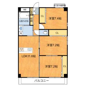 エトワール・ミツワ(3LDK/2階)の間取り写真