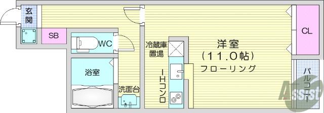 アスコット栄(ワンルーム/1階)の間取り写真