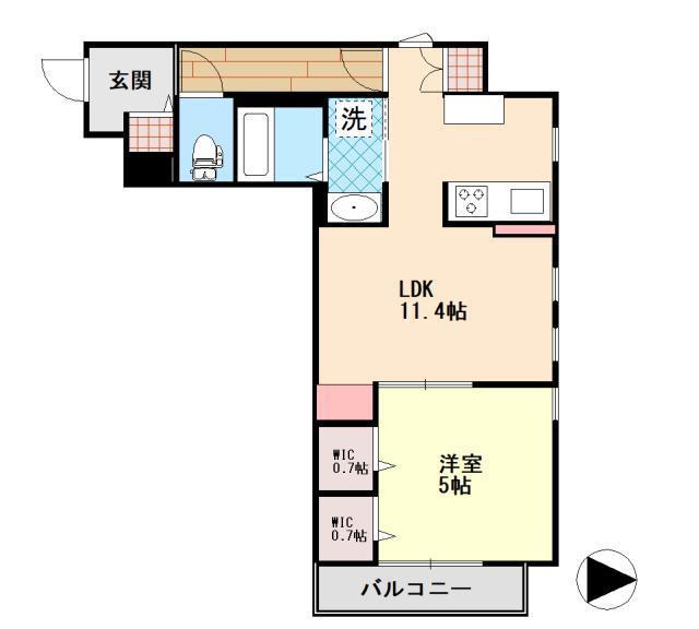 フォンターナ(1LDK/3階)の間取り写真