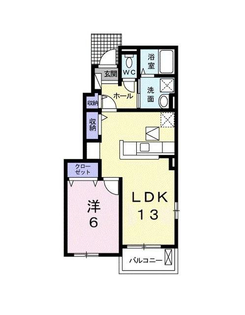 REST WOOD 1(1LDK/1階)の間取り写真