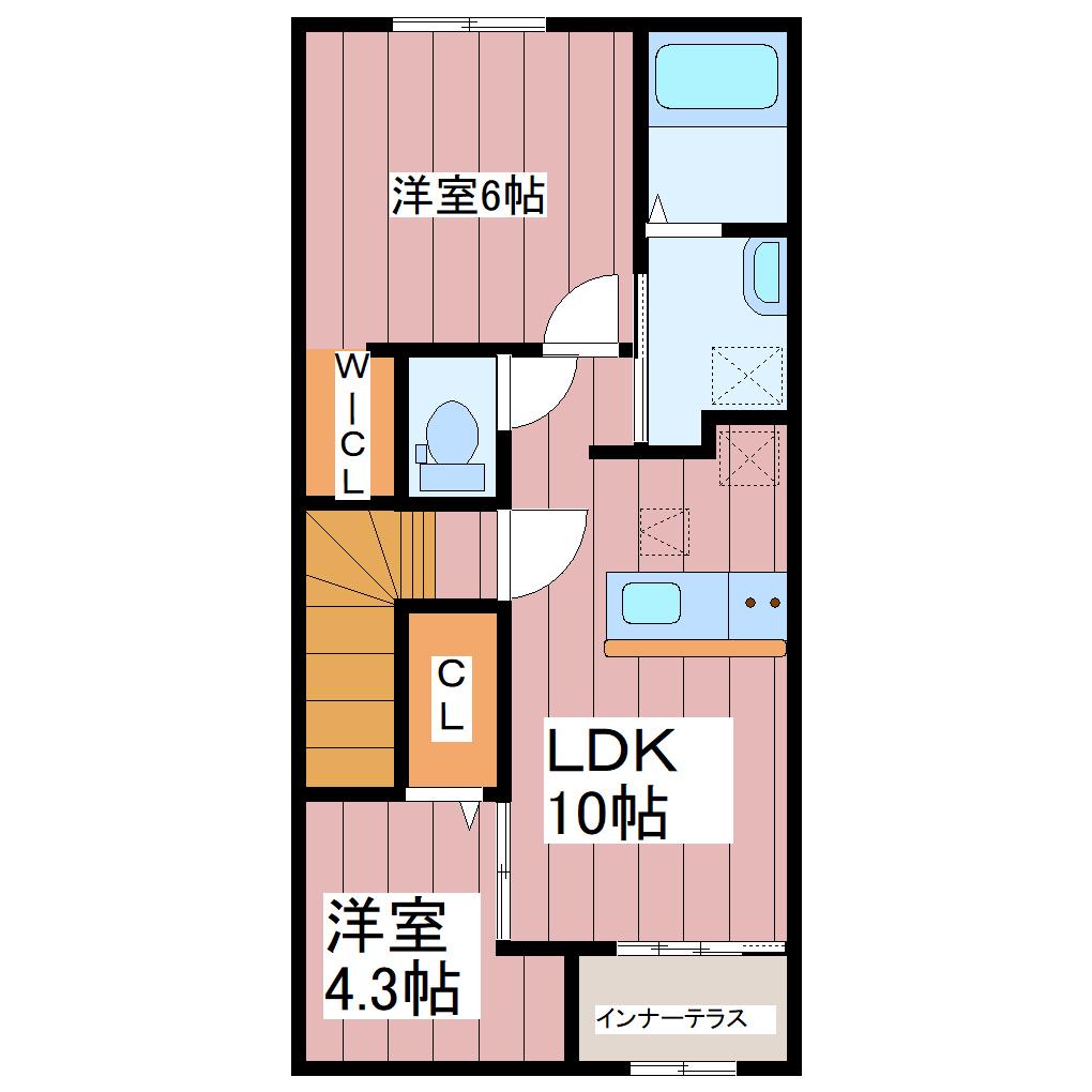 美田園1丁目アパート工事(1LDK/2階)の間取り写真