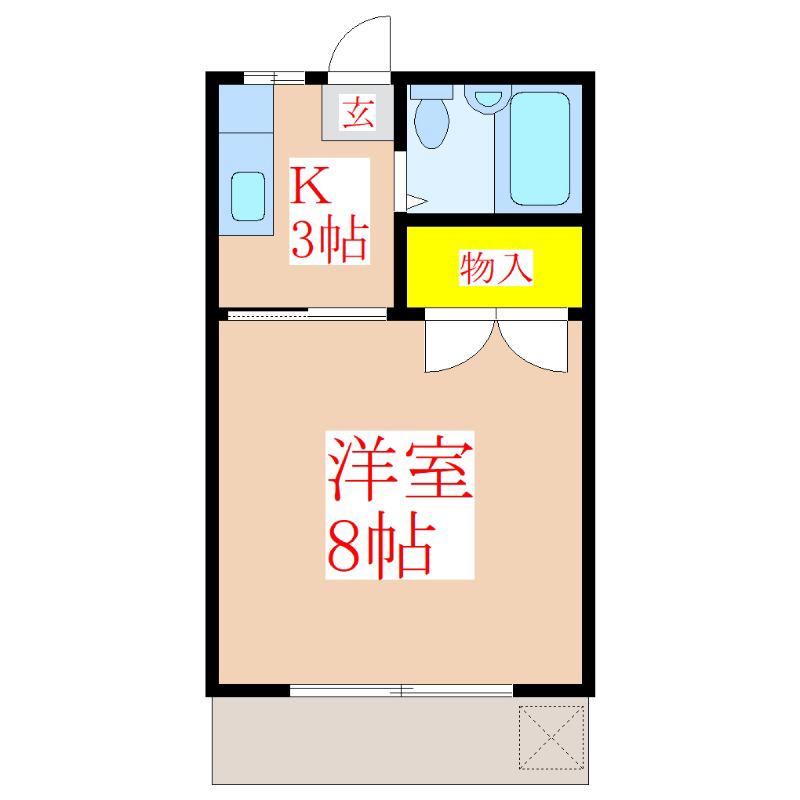 トンボパレス21-III A棟(1K/1階)の間取り写真