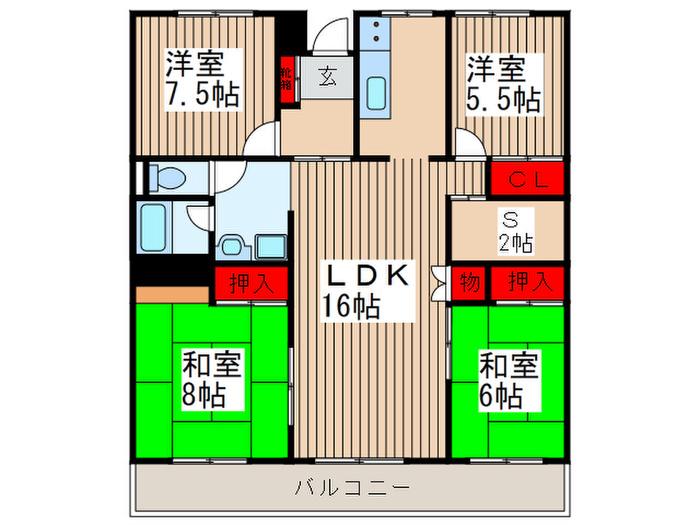 マンション柏サルビア(4SLDK/2階)の間取り写真