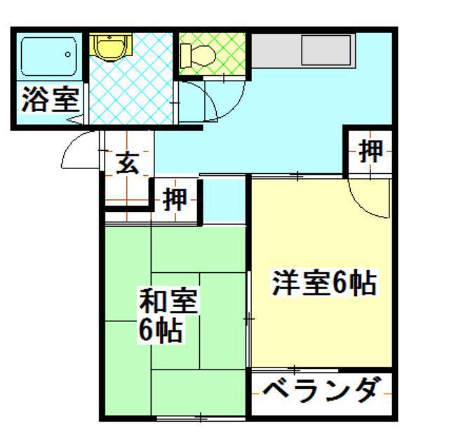 フラワーヒルズ(2K/1階)の間取り写真