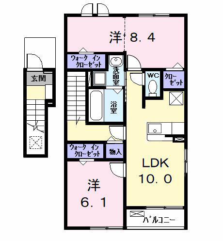 ウイングKVII(2LDK/2階)の間取り写真