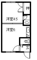 アスクホームII(1DK/2階)の間取り写真