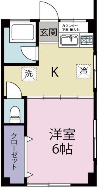 三上ビル(1K/2階)の間取り写真
