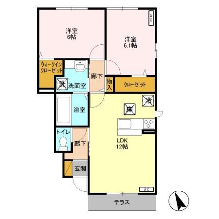 カーサブルーノ 2LDK(2LDK/1階)の間取り写真