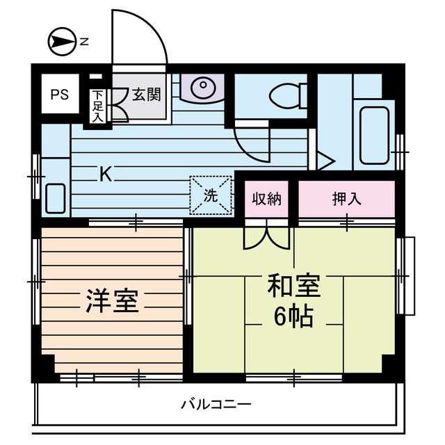 Zマンション(2K/5階)の間取り写真
