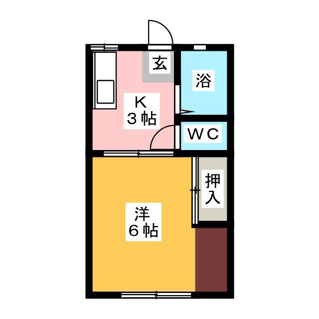 ヒロタハイツ(1K/1階)の間取り写真