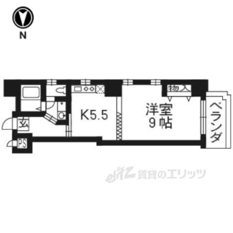 ル・サフィール西大路Ⅱ(1DK/9階)の間取り写真
