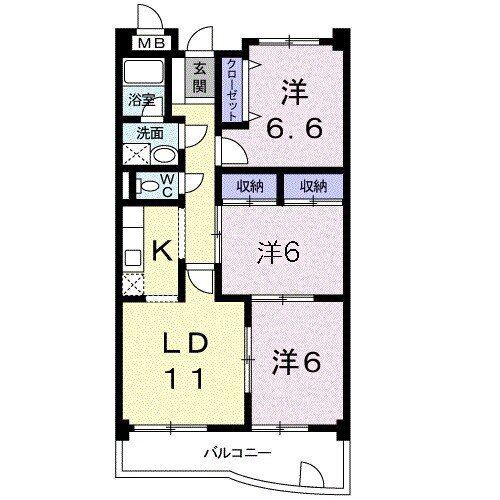 サクシード備後(3LDK/5階)の間取り写真