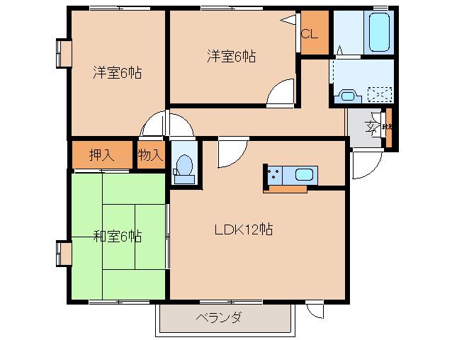 グランメール光A(3LDK/1階)の間取り写真