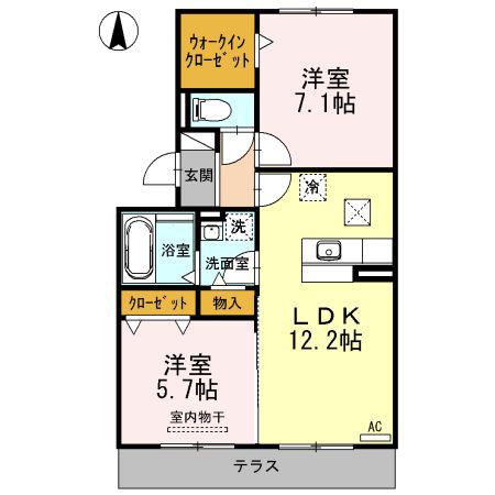 カーサボヌール(2LDK/1階)の間取り写真