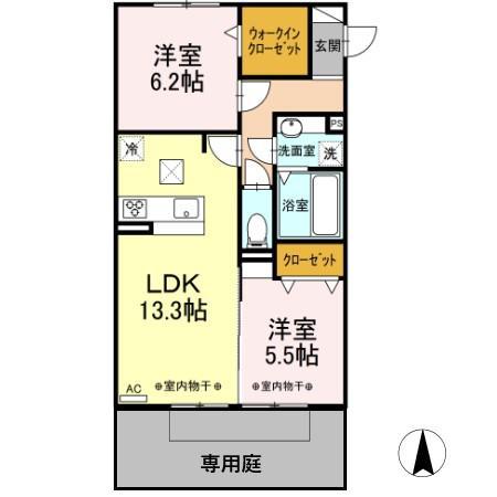 REIWA(2LDK/1階)の間取り写真