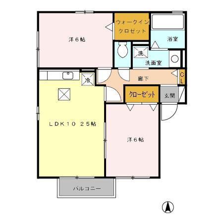 キャロル(2LDK/1階)の間取り写真