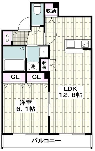 テラス久里浜II(1LDK/2階)の間取り写真