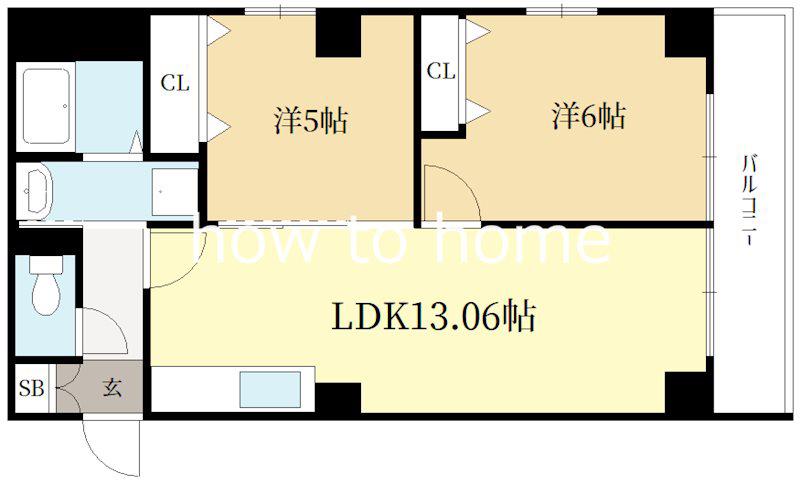 二条城東レジデンス(2LDK/2階)の間取り写真