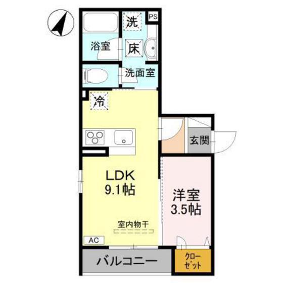 D-GRANDE弥生E(1LDK/1階)の間取り写真