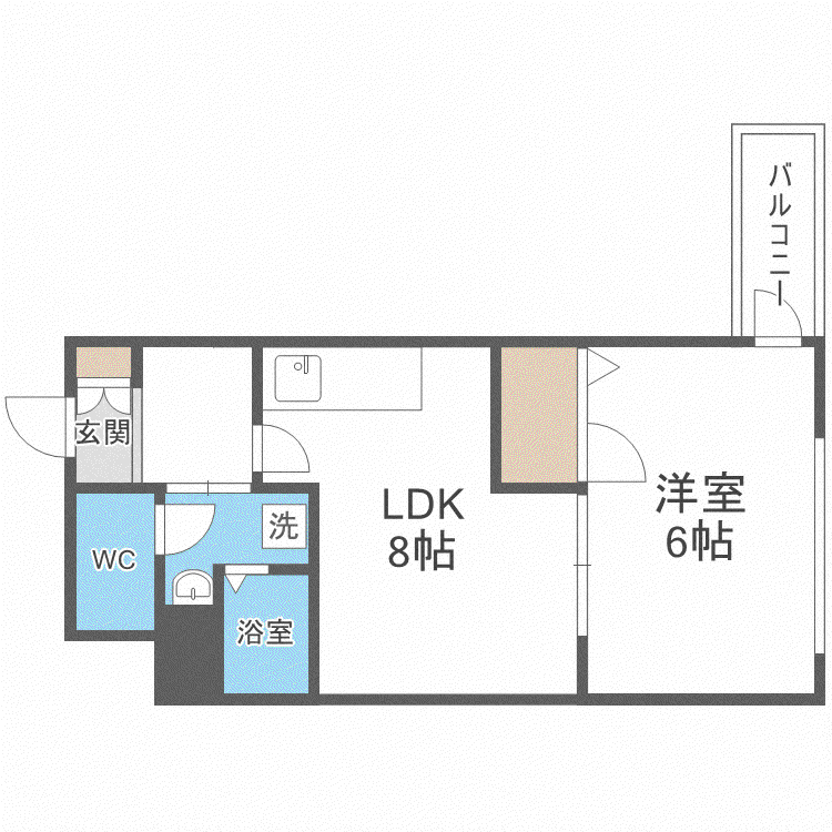 OKビル(1LDK/6階)の間取り写真