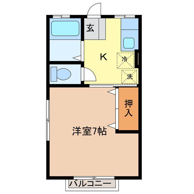 コーポ市川(1K/2階)の間取り写真
