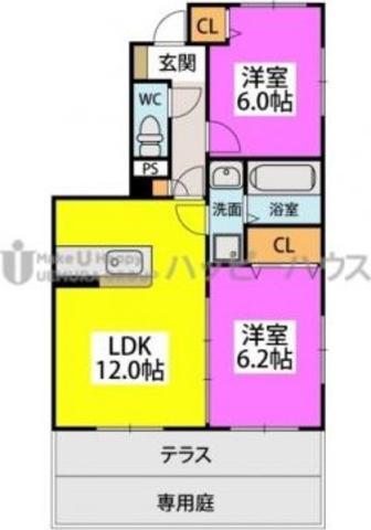 メリッサ(2LDK/1階)の間取り写真