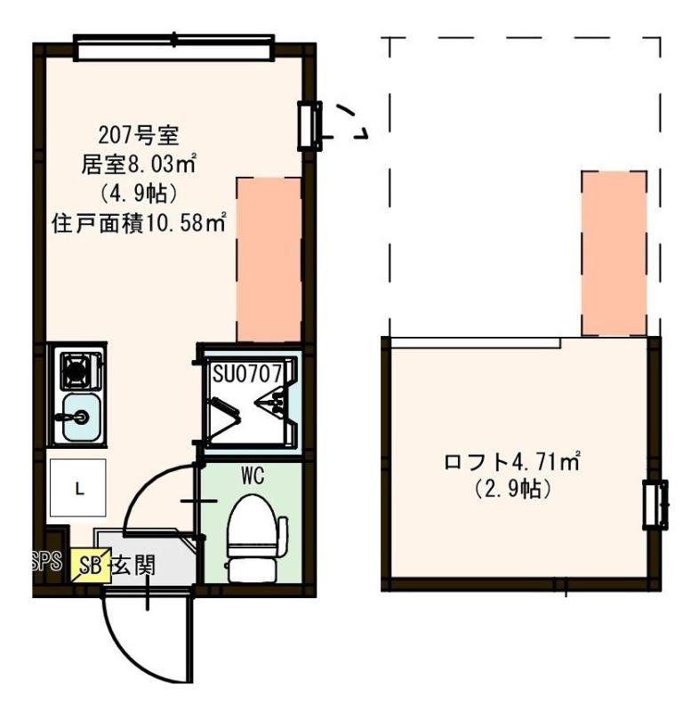 ハーモニーテラス町屋V(ワンルーム/2階)の間取り写真