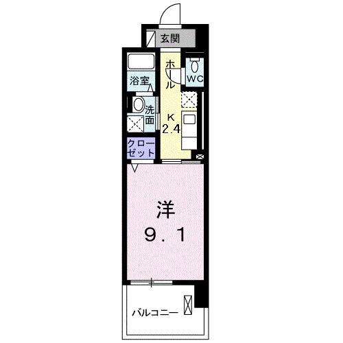 エクレセンス新富(1K/2階)の間取り写真