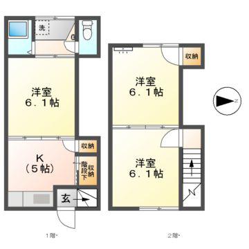 土々ヶ根みどり荘 12号(3K/1階)の間取り写真