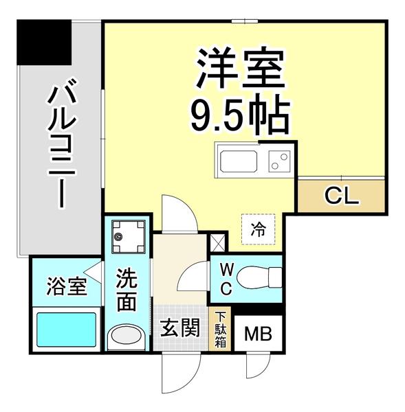 コンダクトレジデンス戸畑(ワンルーム/3階)の間取り写真