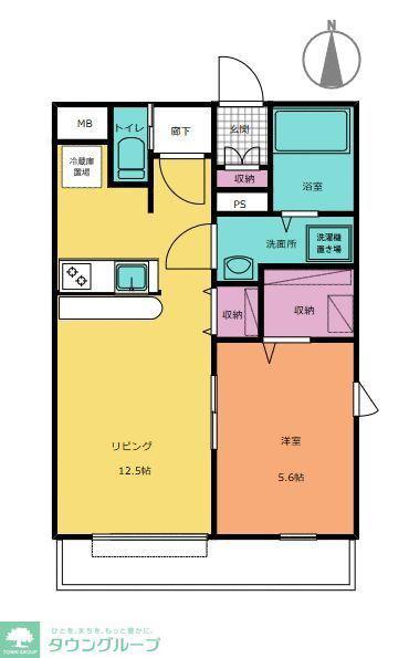 ソシア坂下町(1LDK/1階)の間取り写真