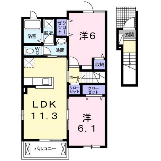 プリザーブII(2LDK/2階)の間取り写真