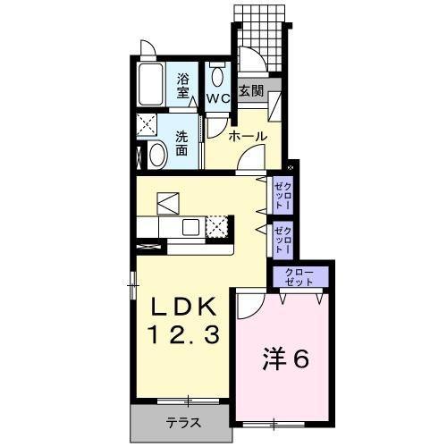 プロムナード里Ⅰ(1LDK/1階)の間取り写真