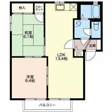 ザ・ミレニアム A棟(2LDK/2階)の間取り写真