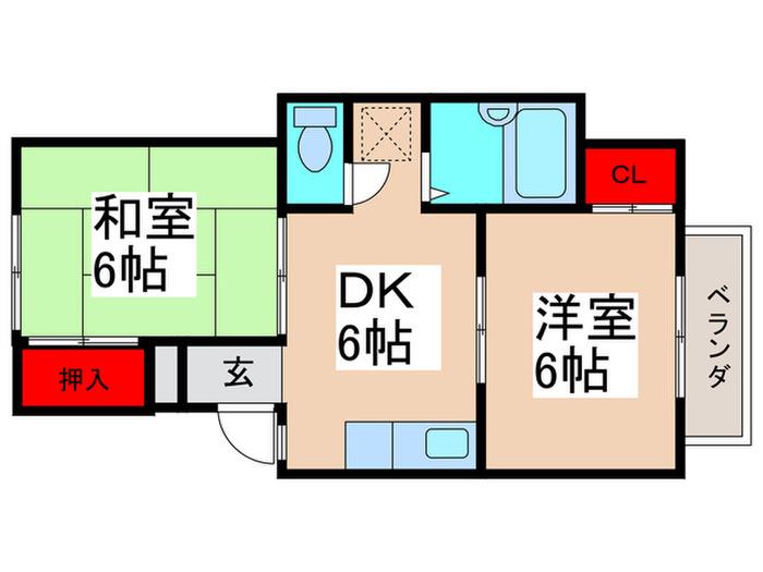 サンフォレスト(2DK/2階)の間取り写真