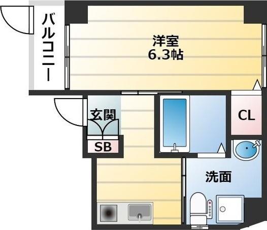 SQUARE9豊中(1K/1階)の間取り写真