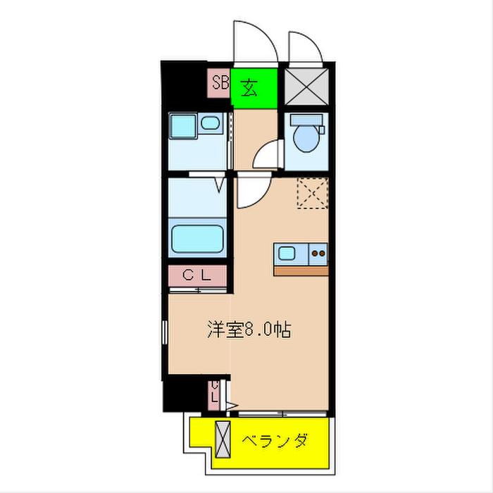 ONLYONE伊丹北本町(ワンルーム/7階)の間取り写真
