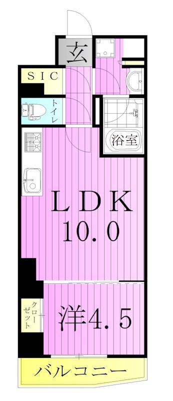 コンフォリア竹ノ塚イースト(1LDK/5階)の間取り写真