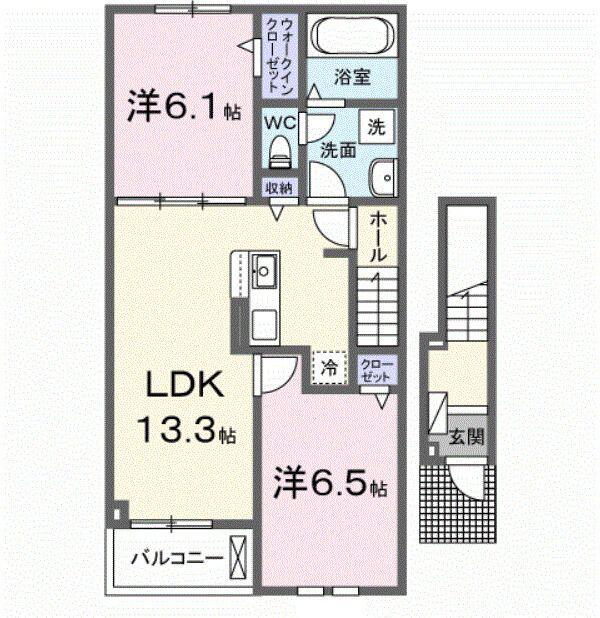 メグ・クレール A(2LDK/2階)の間取り写真