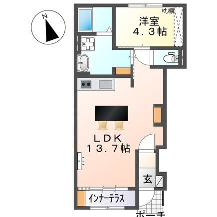 フォルマ船越(1LDK/1階)の間取り写真
