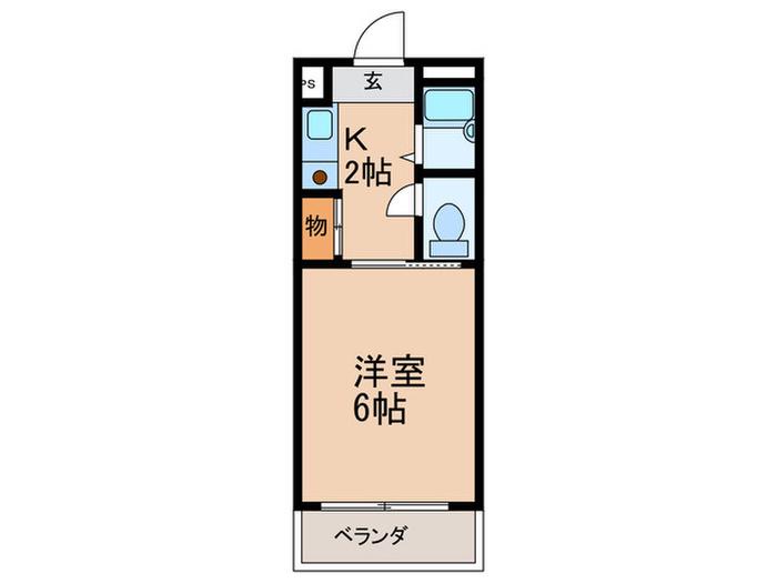 カルムII(1K/2階)の間取り写真