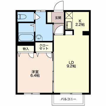MEZONシエン(1LDK/1階)の間取り写真