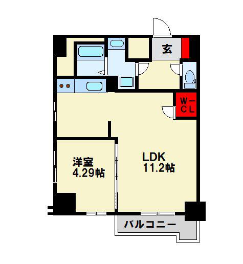 ブルースクエアー響V(1LDK/1階)の間取り写真