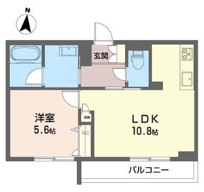 クレスティーク(1LDK/2階)の間取り写真