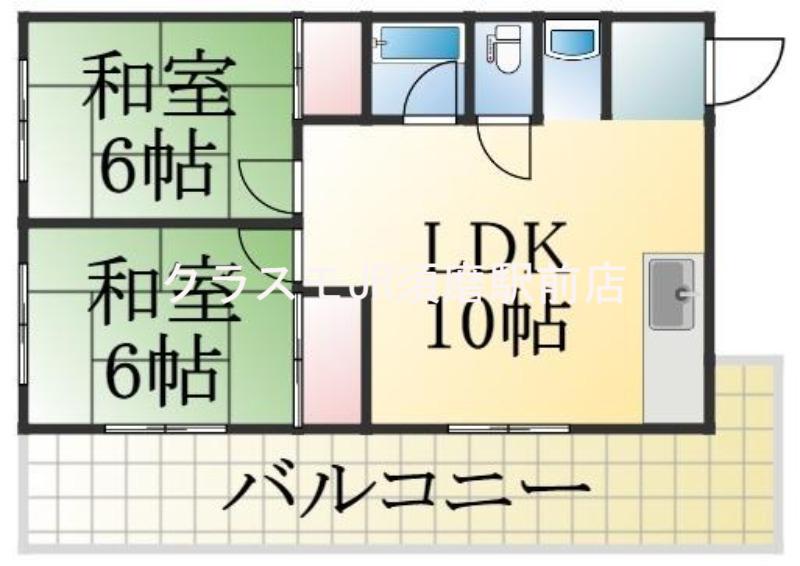 垂水建設ビル(2LDK/4階)の間取り写真